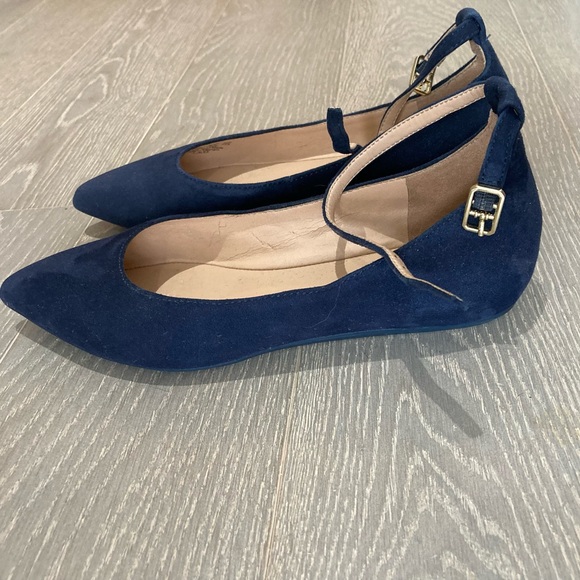 Navy Franco Sarto leather flats, size 5.5 - Picture 4 of 5